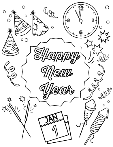 Happy New Year Coloring Pages | New year coloring pages, Coloring pages, Coloring  pages for kids