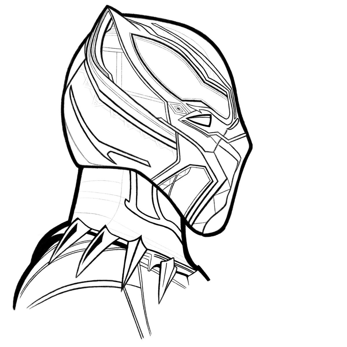 Black Panther's Awesome Mask Coloring Page - Free Printable Coloring Pages  for Kids