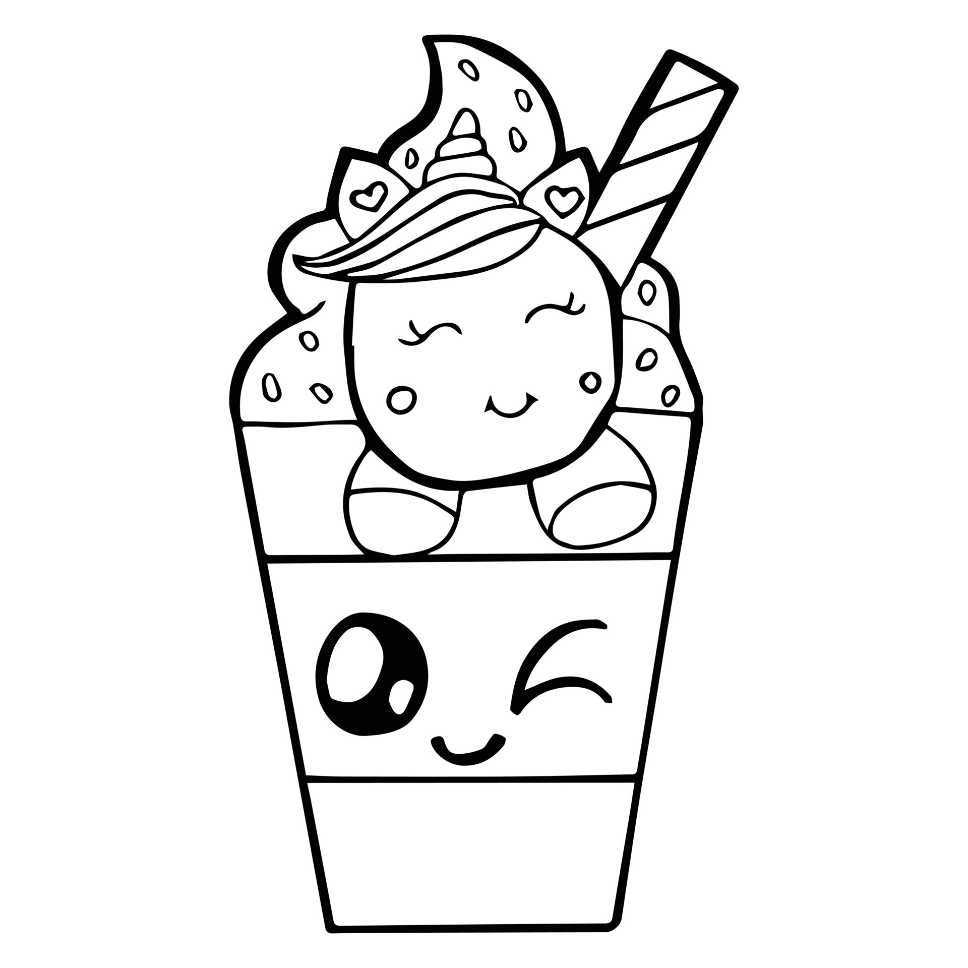 Kids Coloring Pages, Cute Unicorn Cup Ice Cream Character Vector  illustration EPS And Image 8980367 Vector Art at Vecteezy