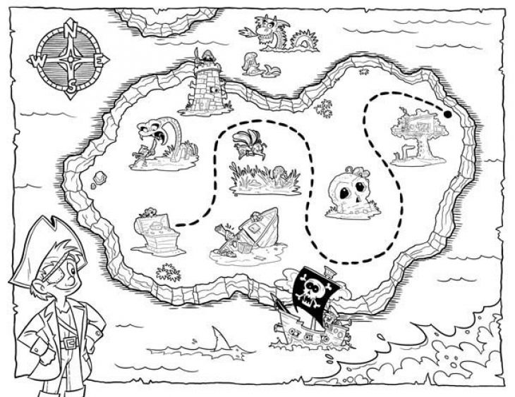 Treasure maps coloring pages