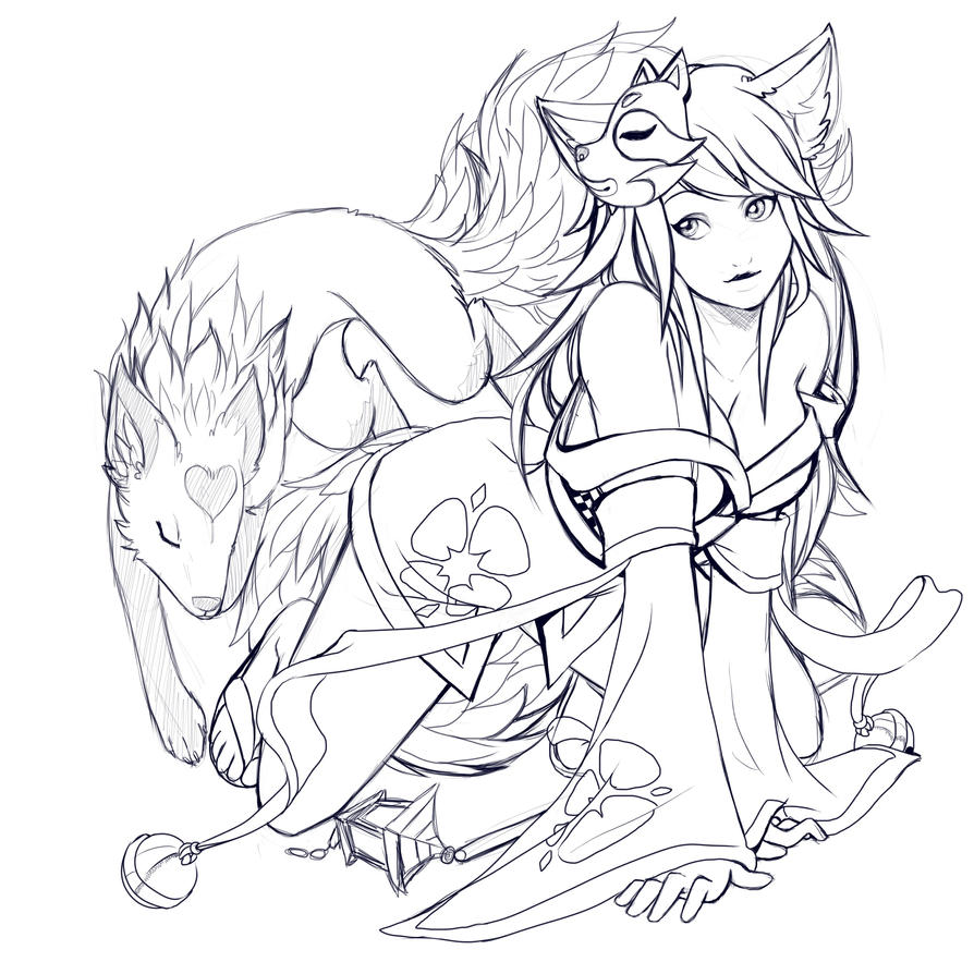 Kitsune coloring pages