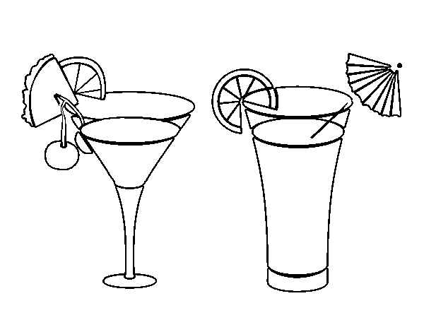 Two cocktails coloring page - Coloringcrew.com