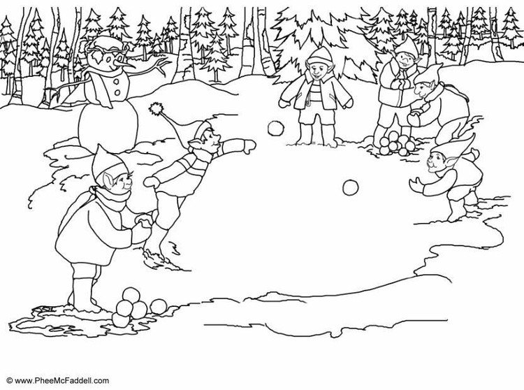 Coloring Page throw snowballs - free printable coloring pages - Img 6905