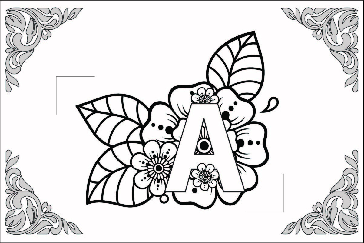 Letter a Floral Coloring Page Graphic by burhanflatillustration29 ·  Creative Fabrica