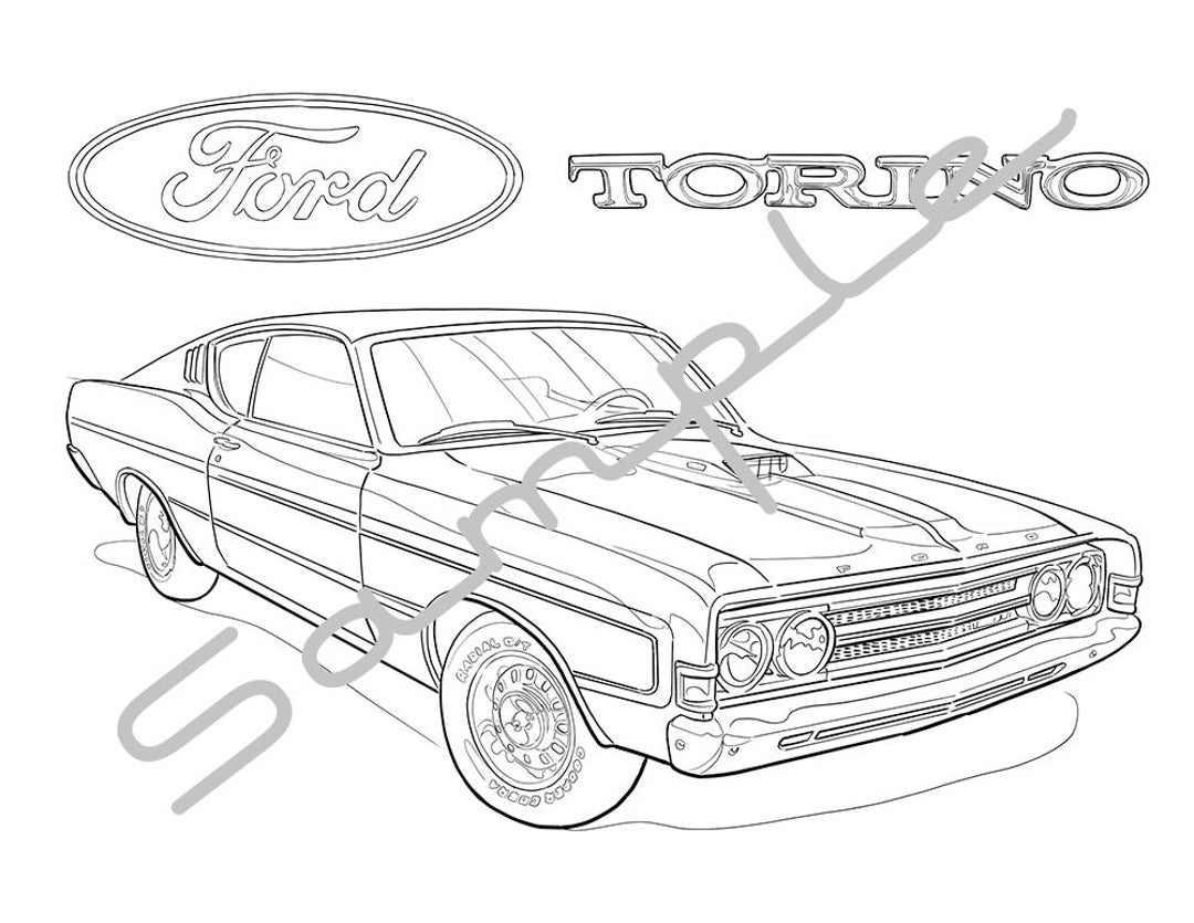 1968 FORD TORINO Adult Coloring Page Printable Coloring - Etsy Israel