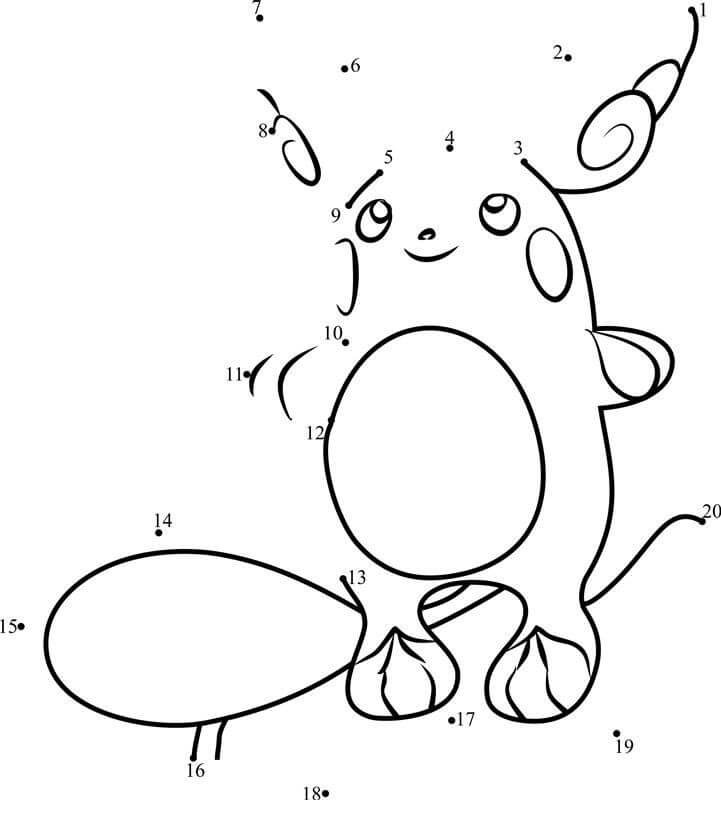 Raichu Pokemon Dot to Dot Coloring Page - Free Printable Coloring Pages for  Kids