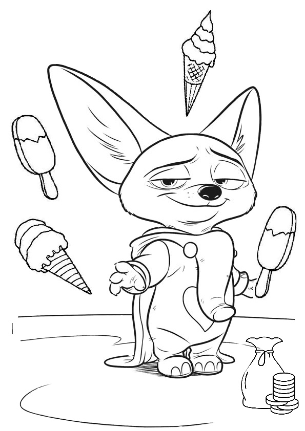 Finnick fennec fox Ice Popsicle Zootopia Printable Coloring Pages ...