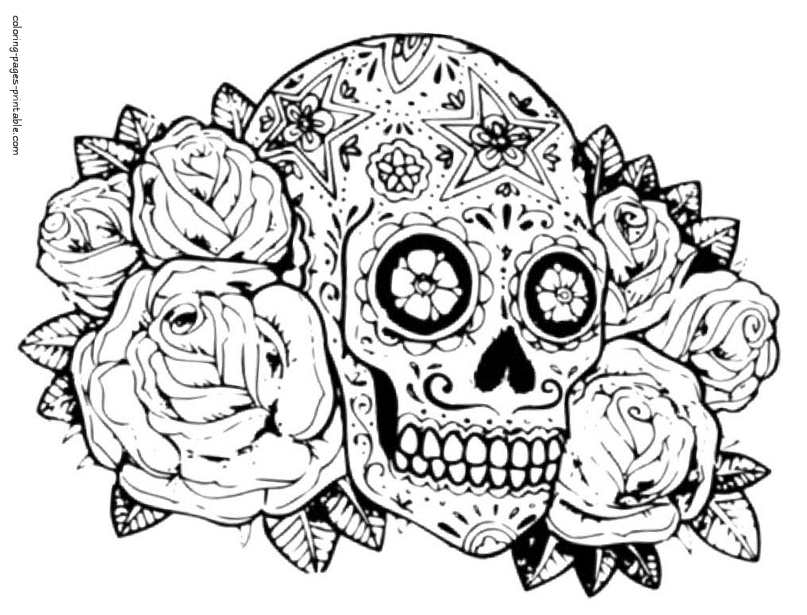 Skulls And Roses Coloring Pages || COLORING-PAGES-PRINTABLE.COM