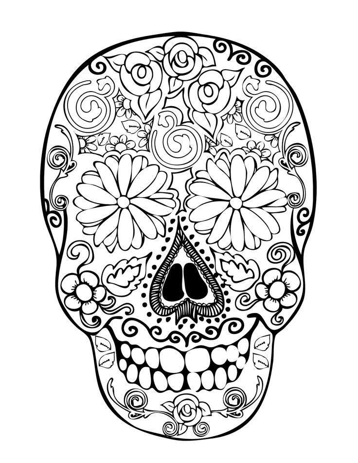 Sugar Skull Colouring Pages - Coloring Pages for Kids and for Adults