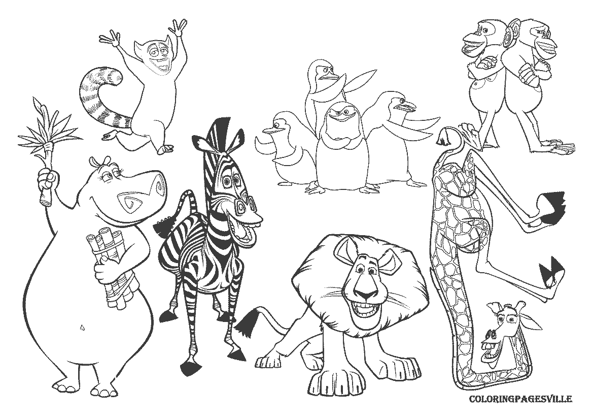 Madagascar coloring pages to download and print for free