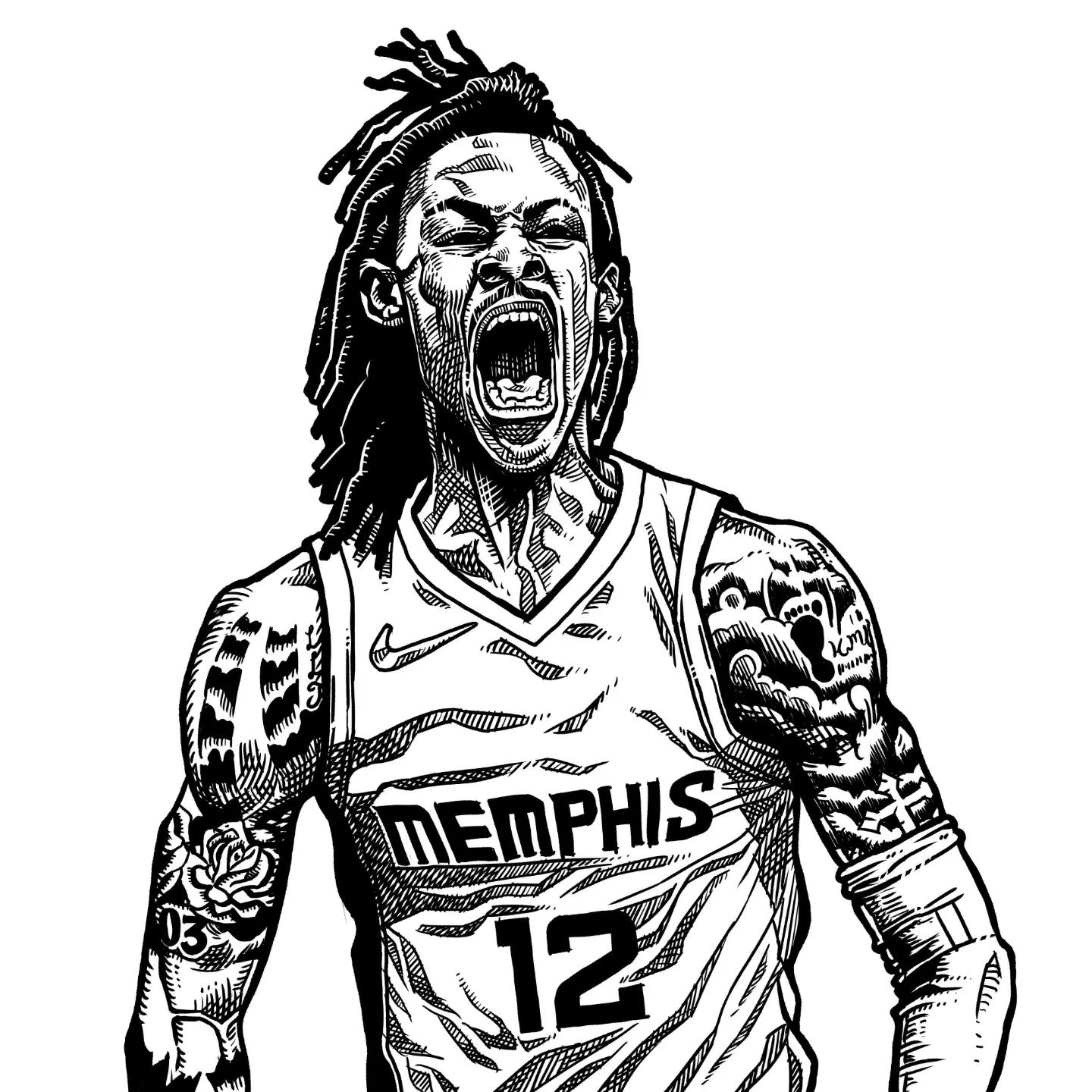 I'm new here, but a big fan of JA. so here is my drawing for him. :  r/memphisgrizzlies