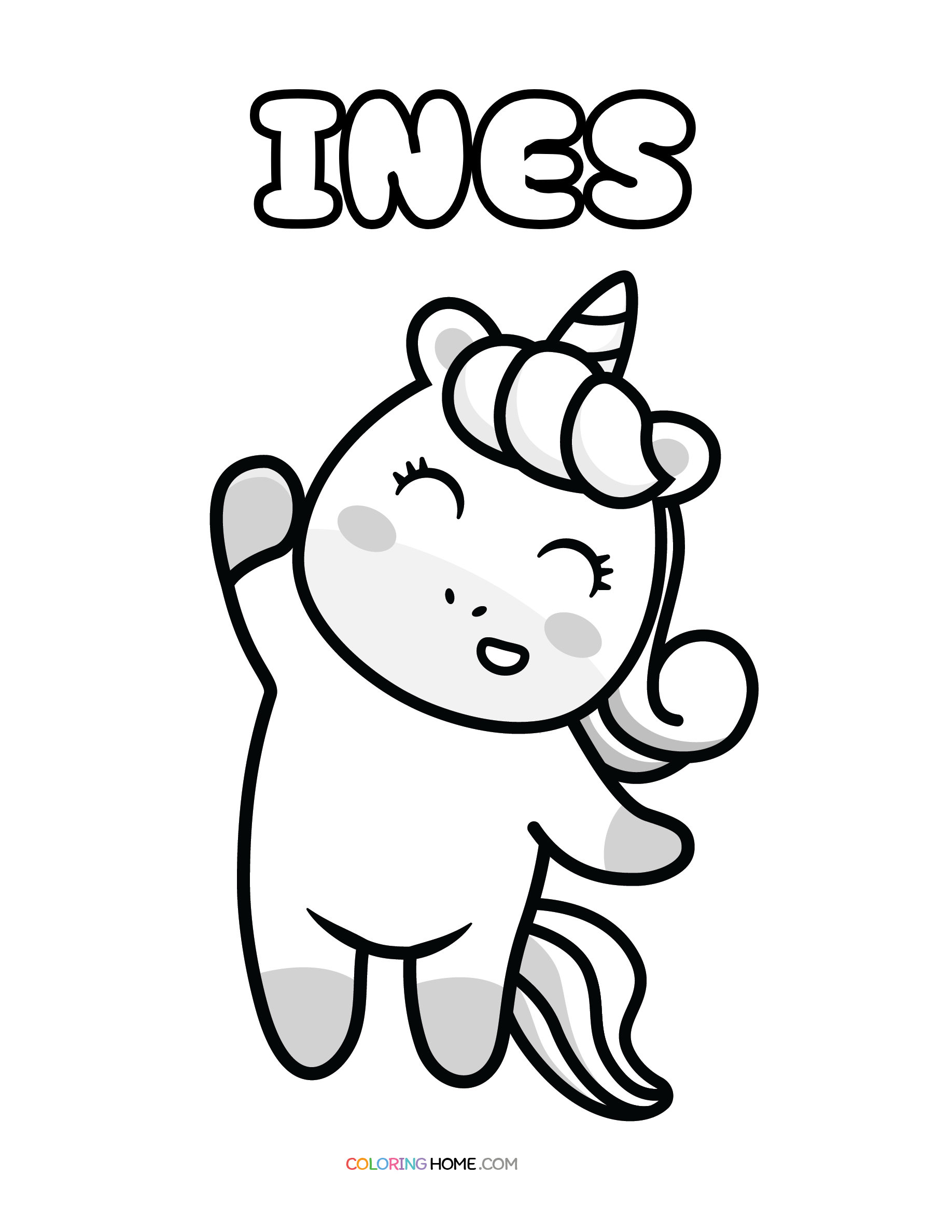 Ines unicorn coloring page