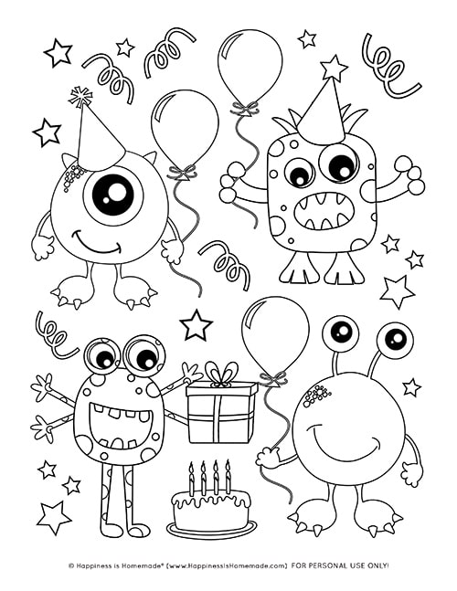Monster Coloring Pages + Free Printables - Happiness is Homemade