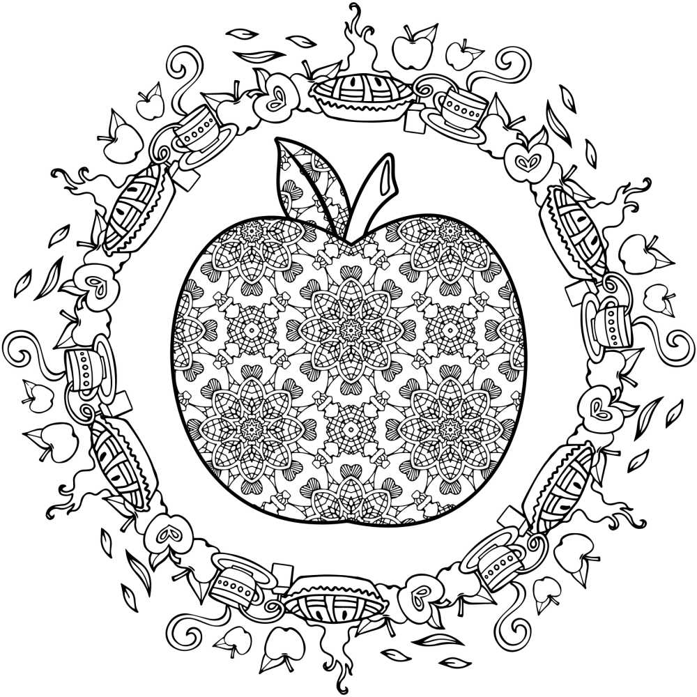 Free Printable Apple Adult Coloring Page - Mama Likes This
