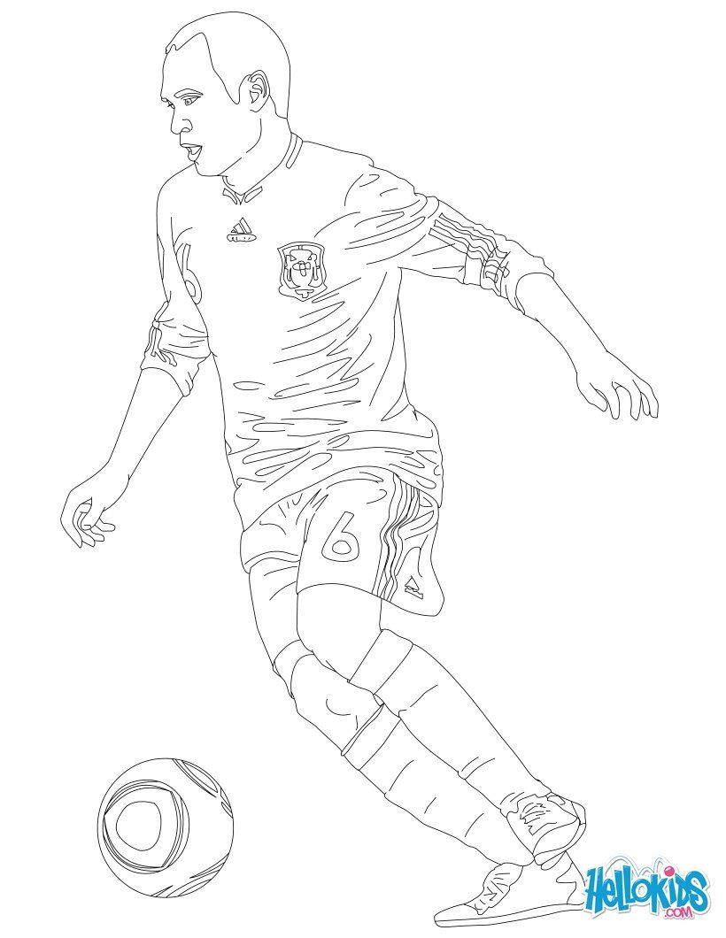 SOCCER PLAYERS coloring pages - Andres Iniesta
