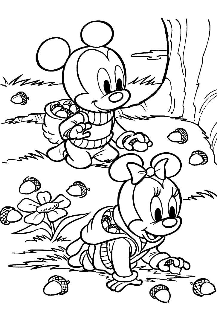 Baby Mickey and Minnie Coloring Page - Free Printable Coloring Pages for  Kids
