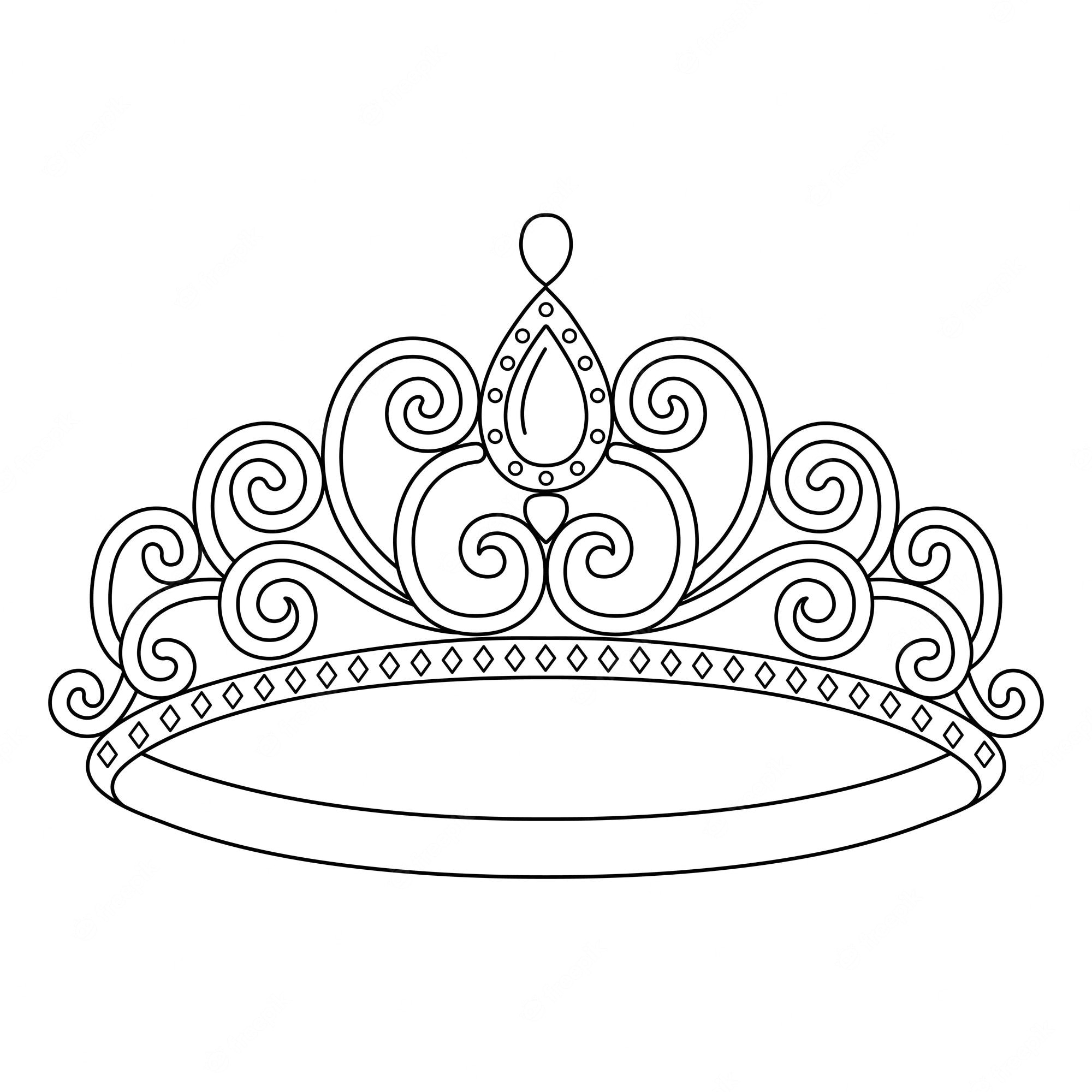 Premium Vector | Princess crown coloring page isolated