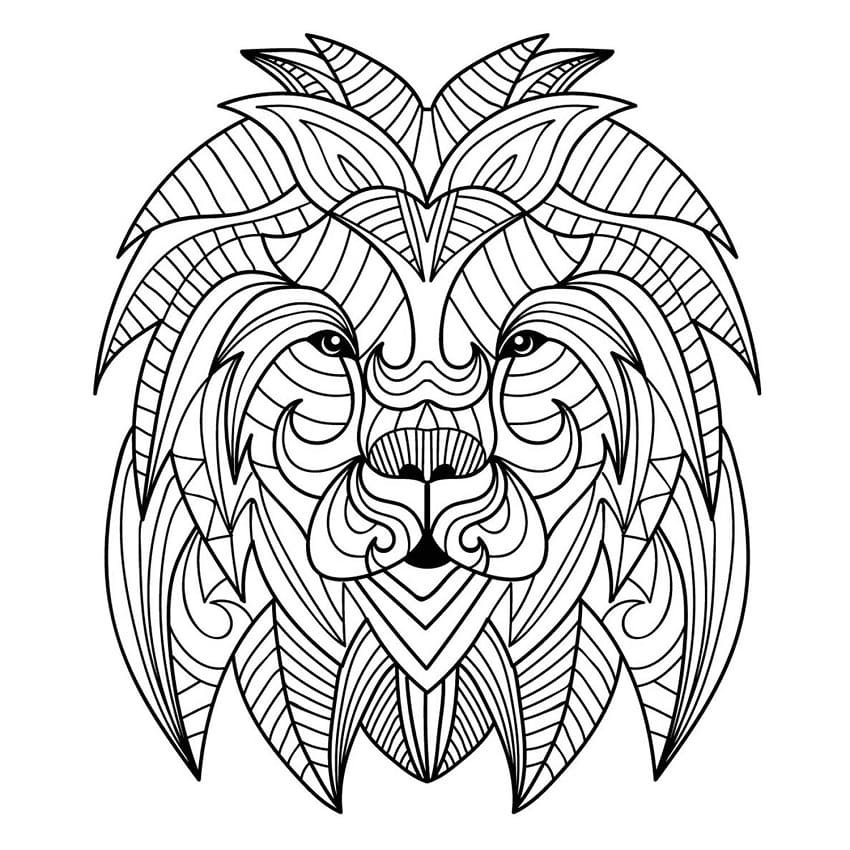 Lion Face For Adults Coloring Page - Free Printable Coloring Pages for Kids
