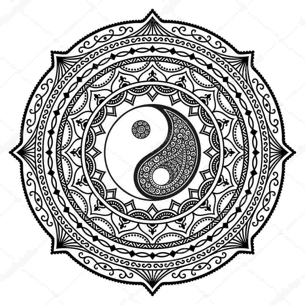 yin yang mandala coloring pages mandala with yin yang coloring ...