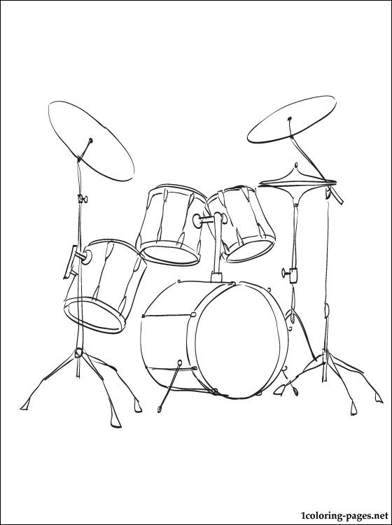 Drum kit coloring page | Coloring pages