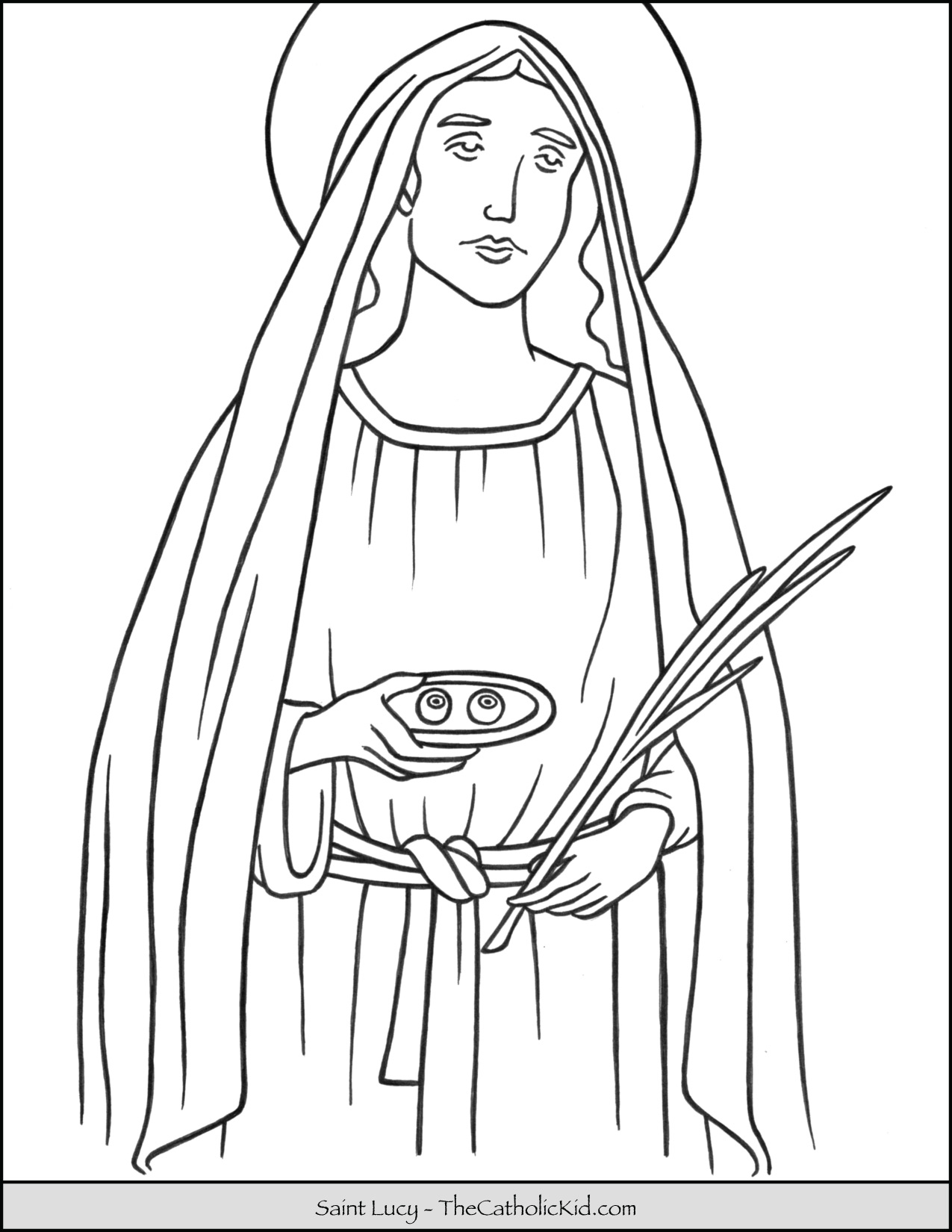 Saint Lucy Coloring Page - TheCatholicKid.com