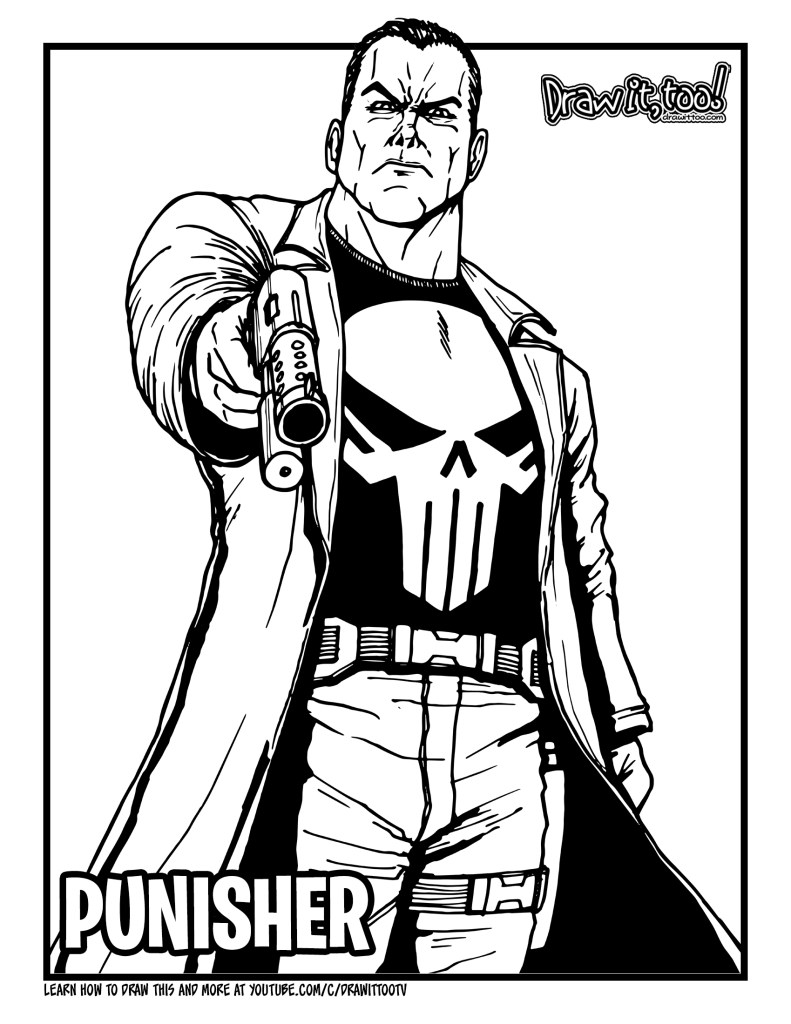 How to Draw THE PUNISHER (Comic Version) Drawing Tutorial - Draw it, Too!