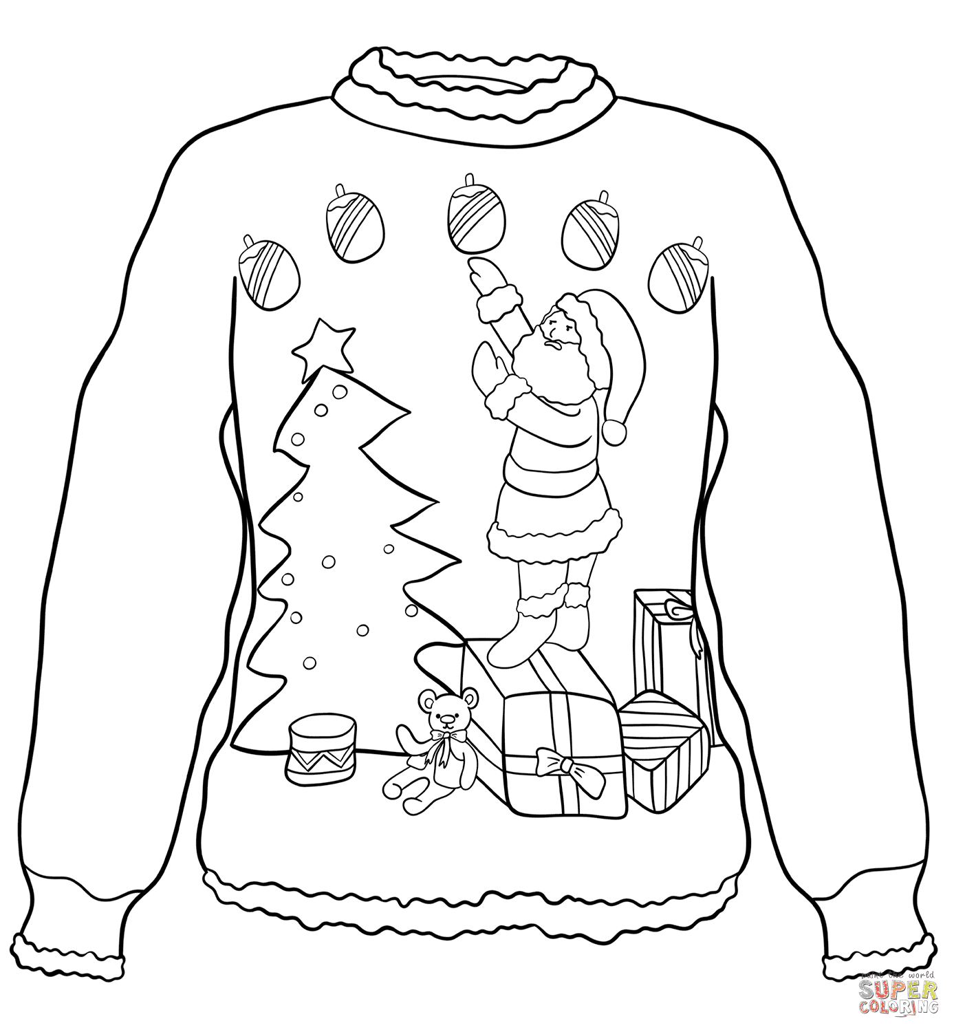 Christmas Sweater Coloring Pages - Coloring Nation
