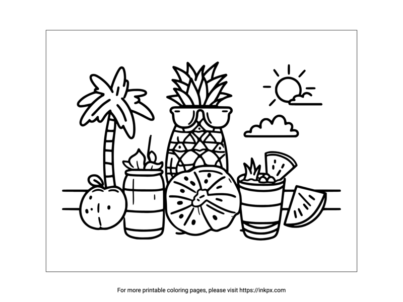 Printable Summer Food & Drink Coloring ...