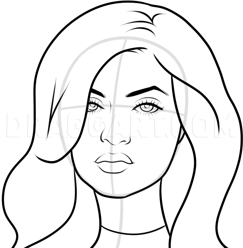 How to Draw Kylie Jenner, Coloring Page, Trace Drawing