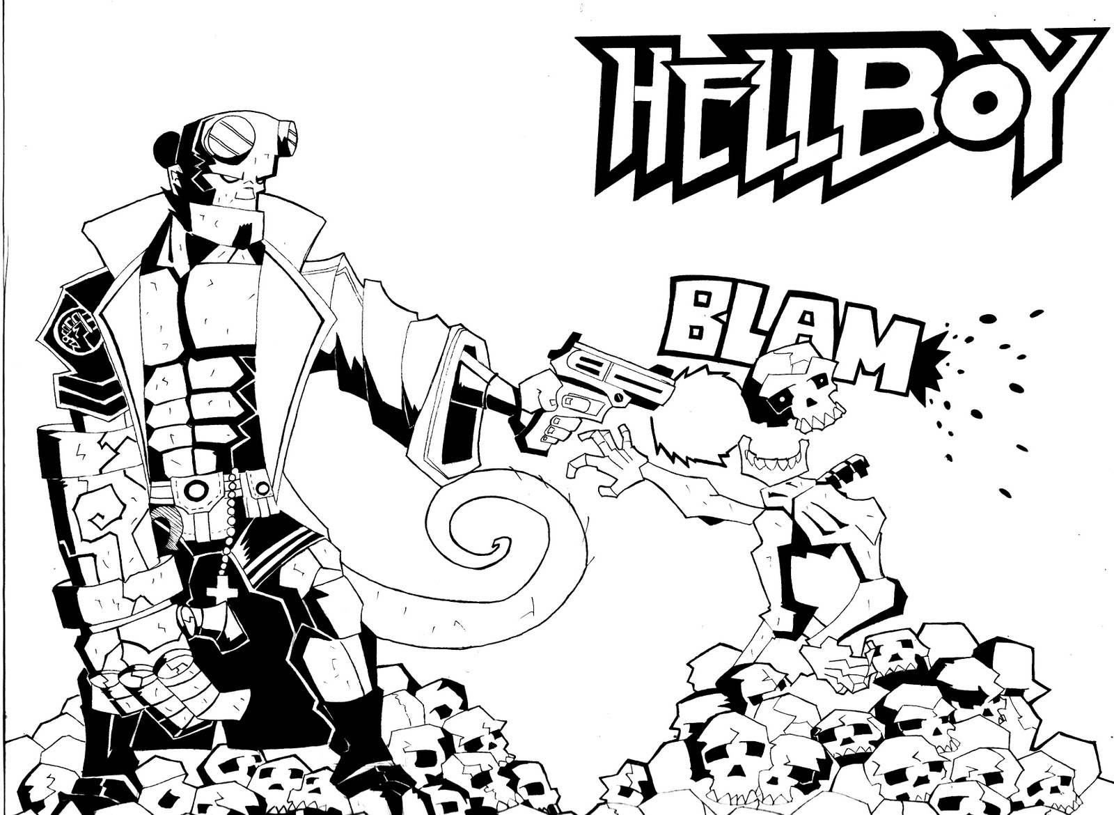 Drawing Hellboy #78608 (Superheroes) – Printable coloring pages