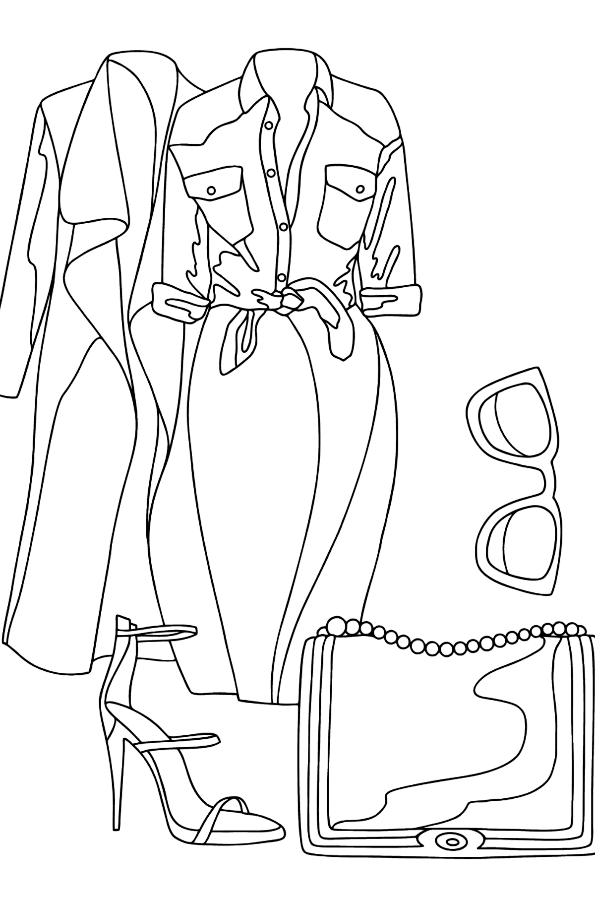 Women's suit - Fashion & Style coloring pages for Adults online