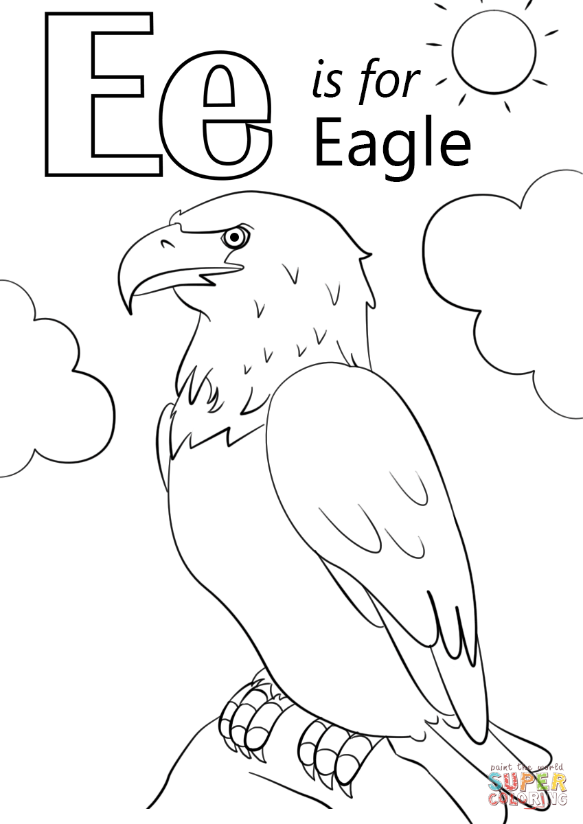 Letter E is for Eagle coloring page | Free Printable Coloring Pages