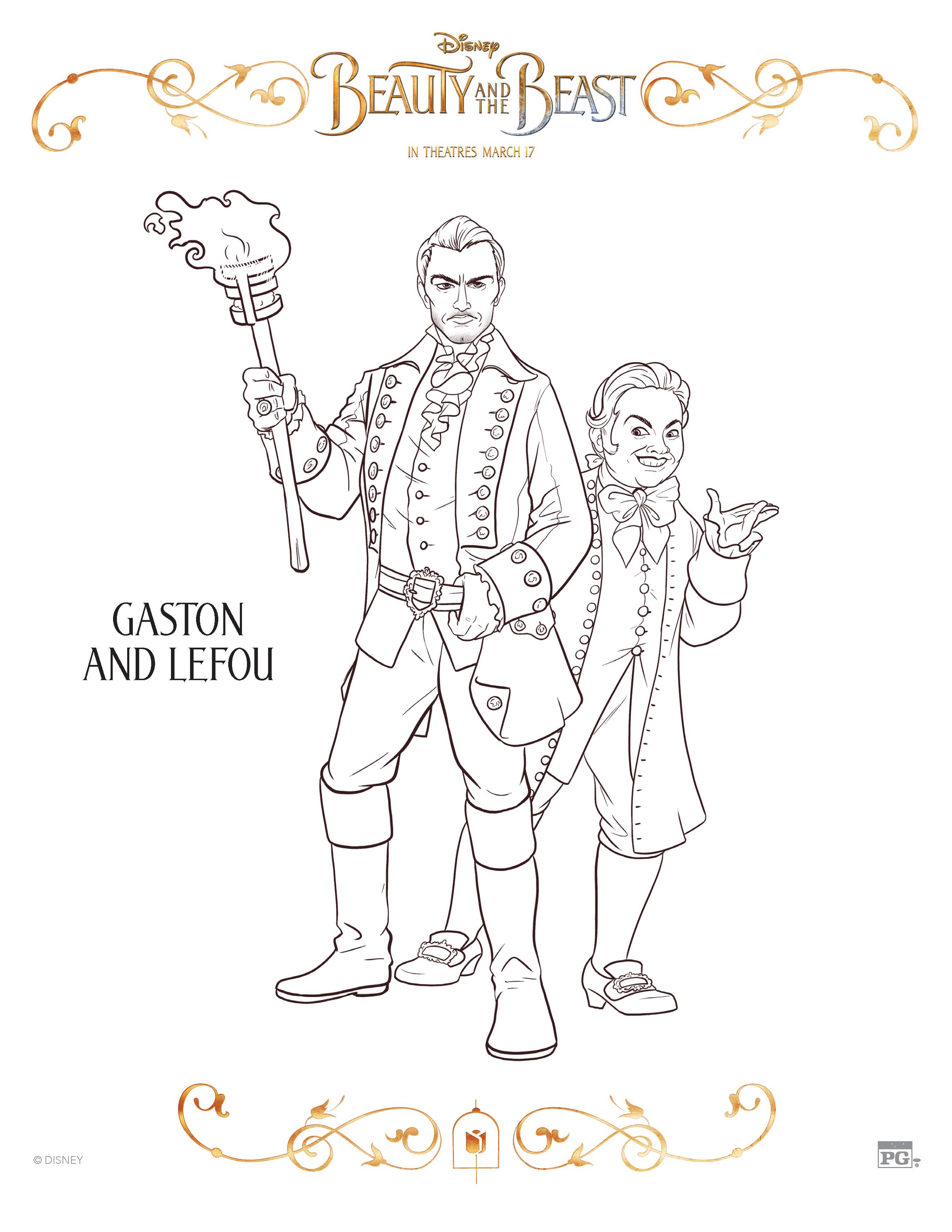 Disney Beauty And The Beast Gaston and Lefou Coloring Page | Mama ...