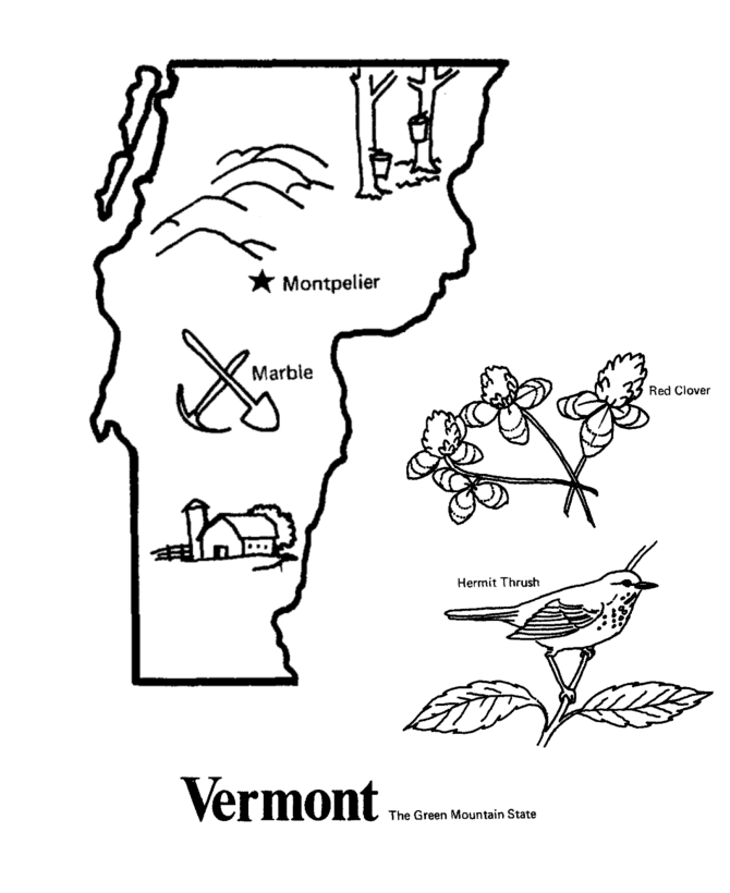 Vermont State outline Coloring Page | Vermont, Coloring pages ...