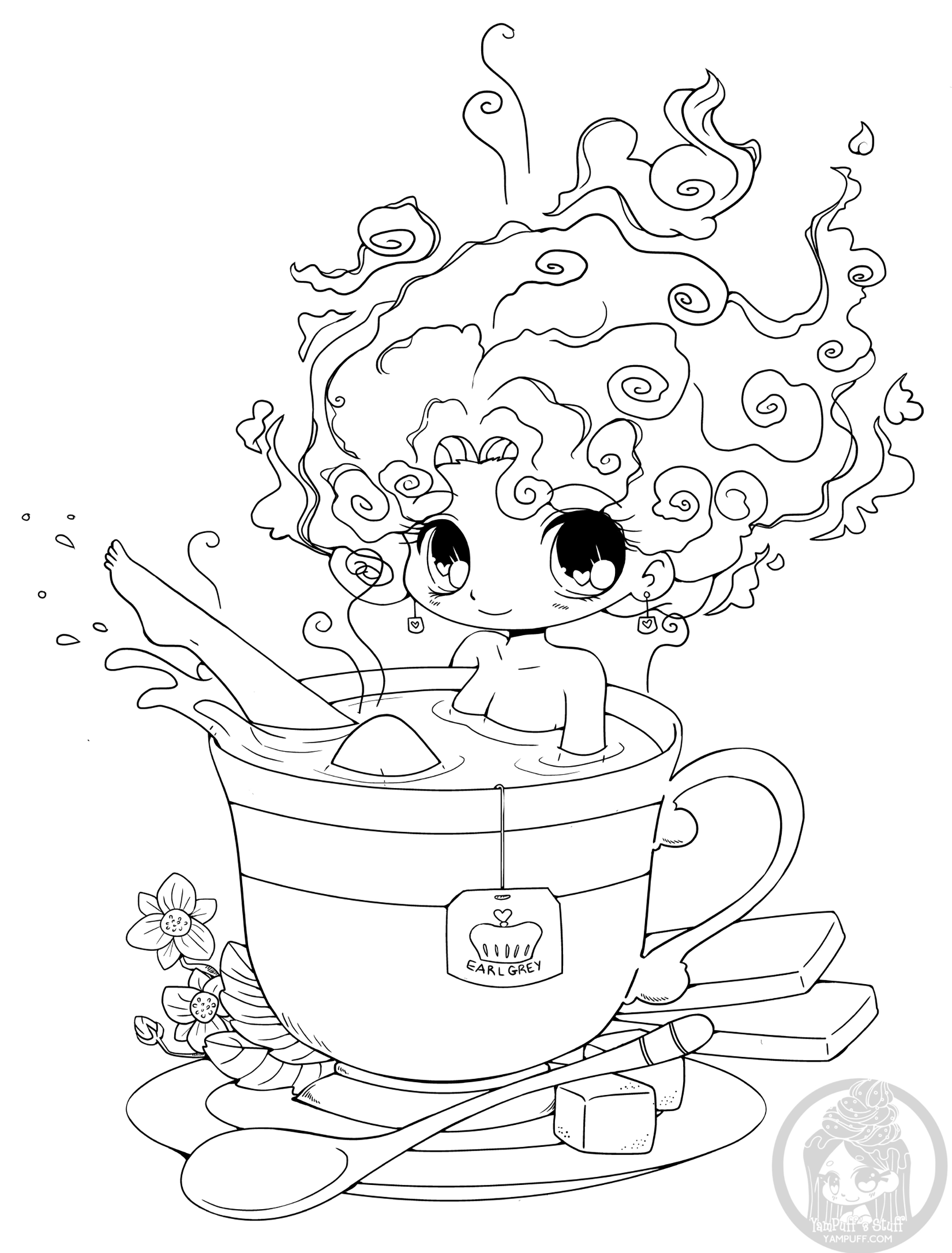 Tea girl - Return to childhood Adult Coloring Pages