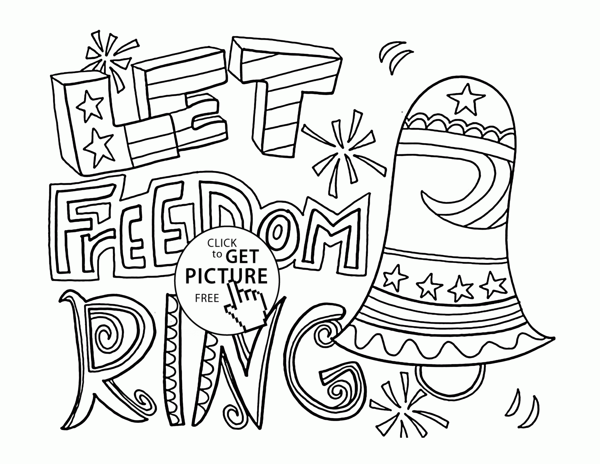 Let Freedom Ring - 4th of July coloring page for kids, coloring pages  printables free - W… | Coloring pages, Printable coloring pages, Free  printable coloring pages