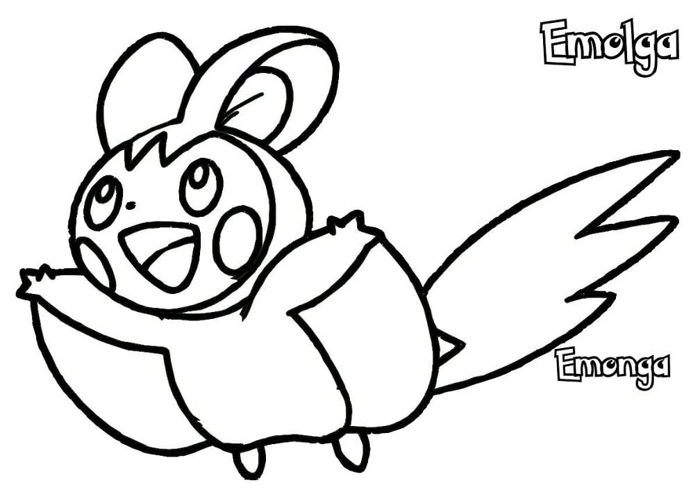 Cute Emolga Pokemon Coloring Page - Free Printable Coloring Pages for Kids