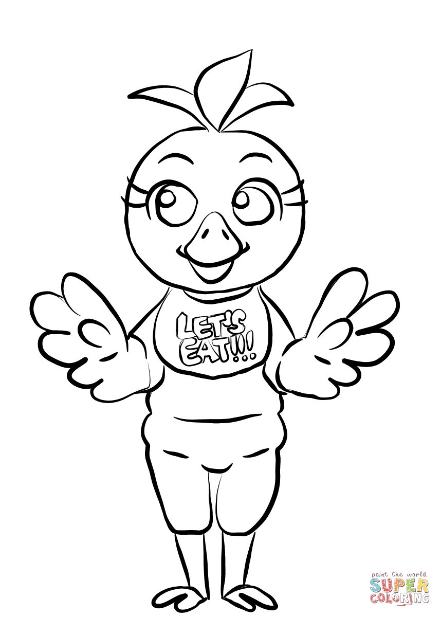 FNAF Chica coloring page | Free Printable Coloring Pages