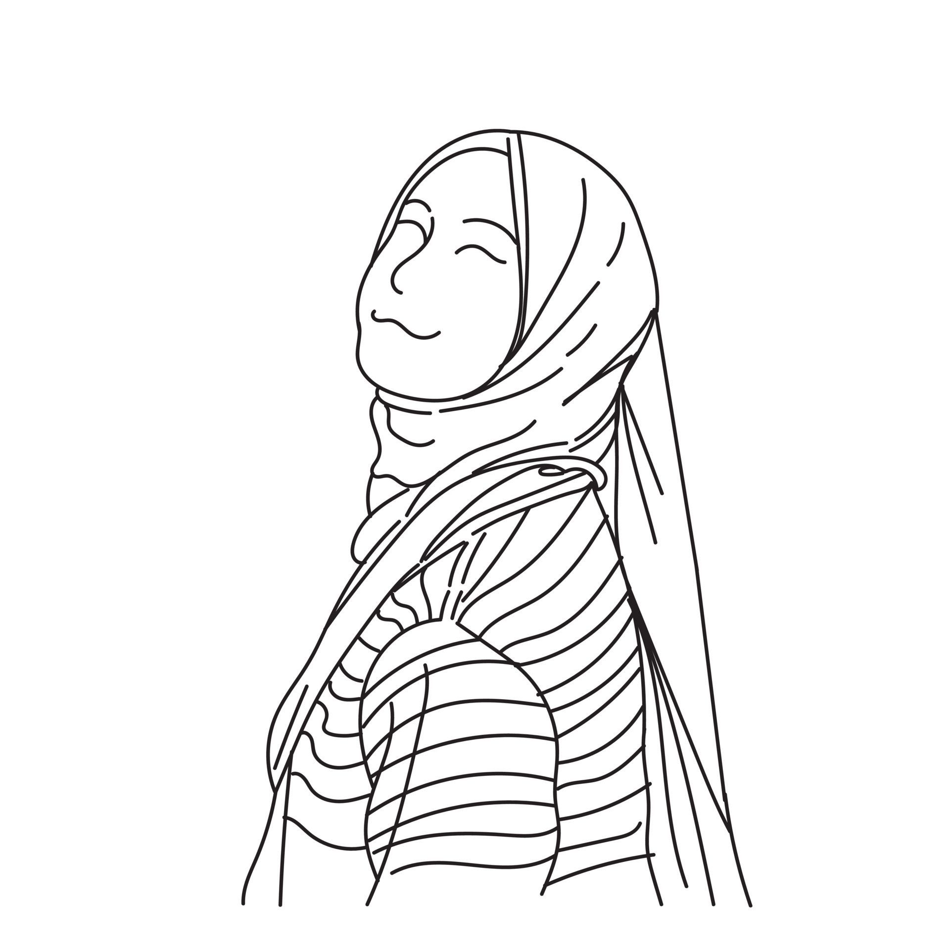 woman hijab fashion muslim line art vector 8202412 Vector Art at Vecteezy