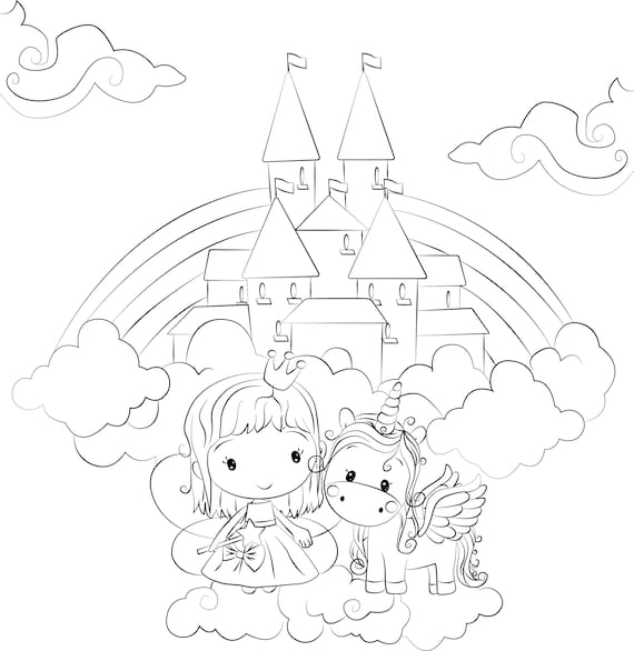 Unicorn Fairy Coloring Page/ Digital Coloring Page/ Instant - Etsy