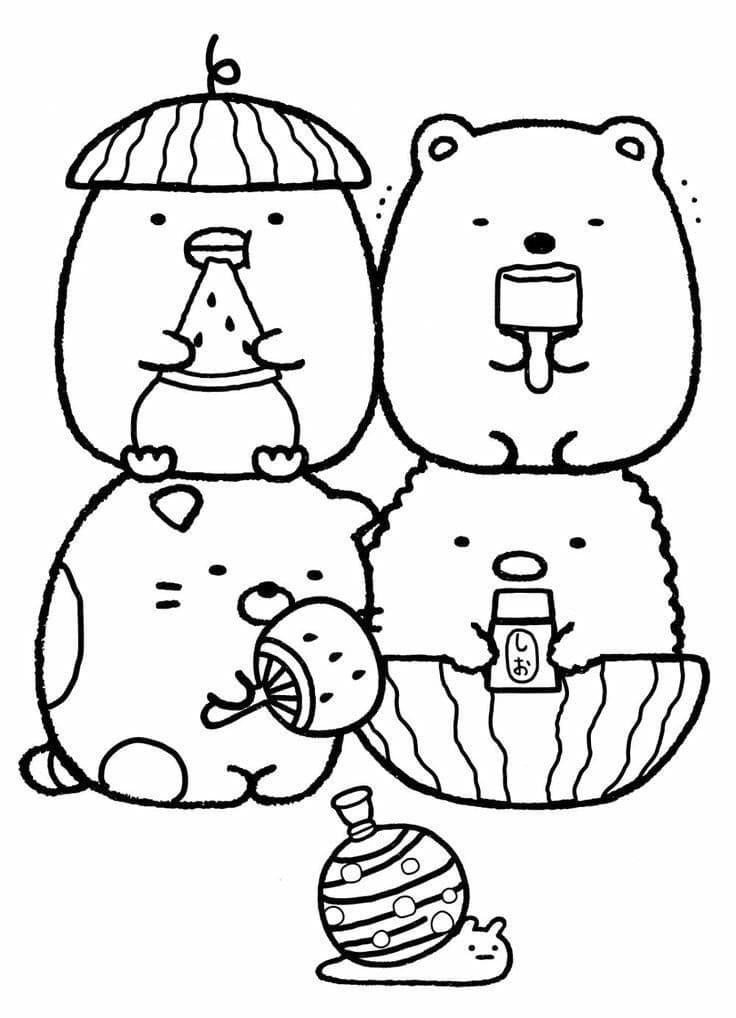 Sumikko Gurashi Relax Coloring Page - Free Printable Coloring Pages for Kids