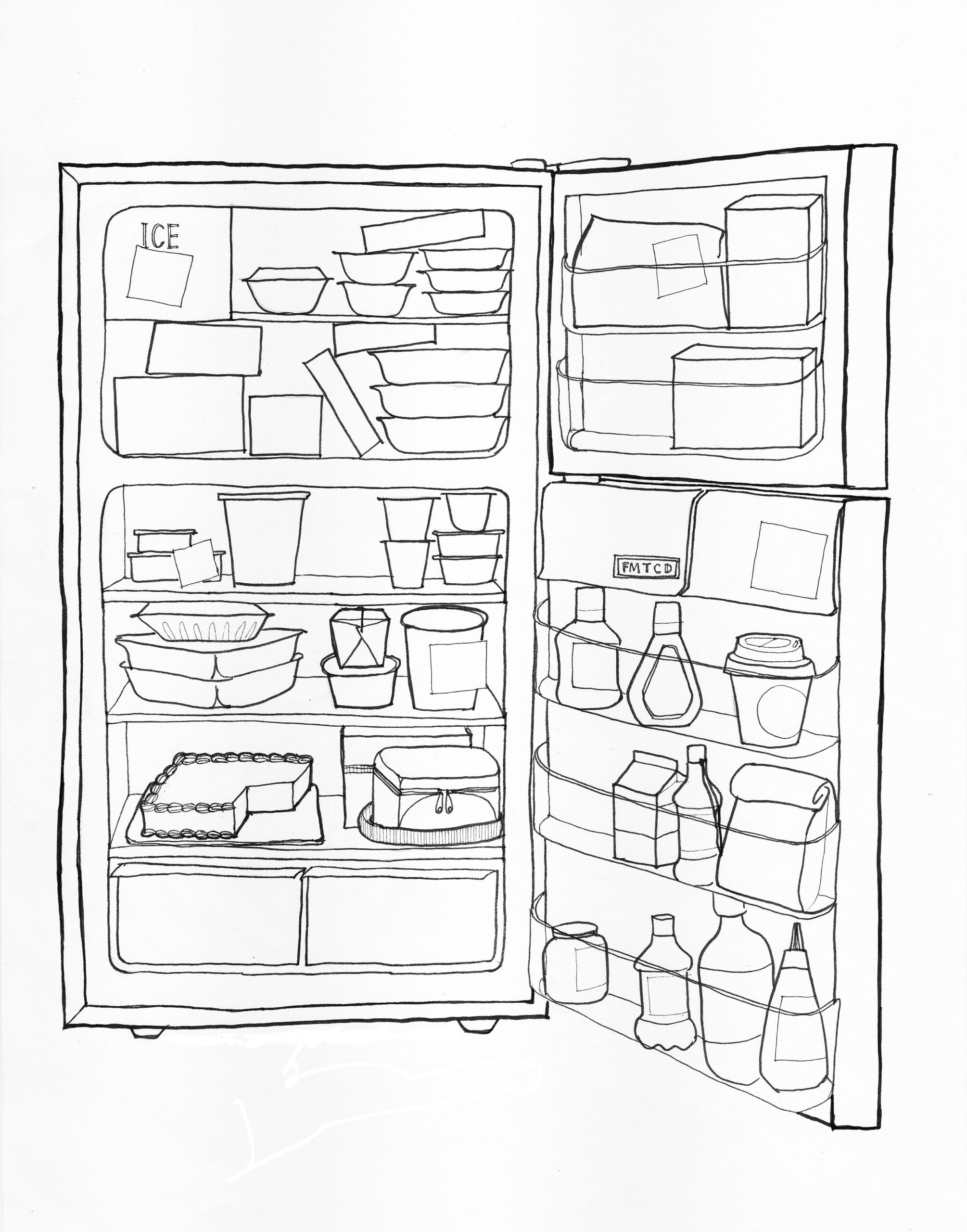 Refrigerator with freezer coloring book to print and online