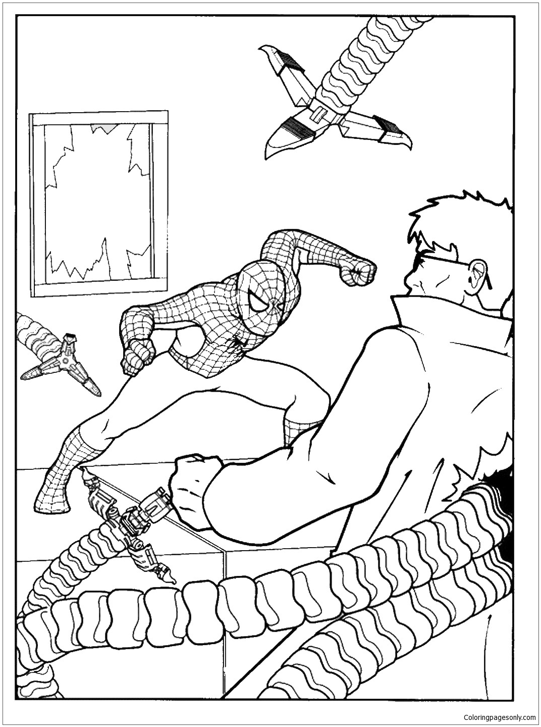 Spiderman fights to Dr.Octopus Coloring Pages - Spiderman Coloring Pages - Coloring  Pages For Kids And Adults