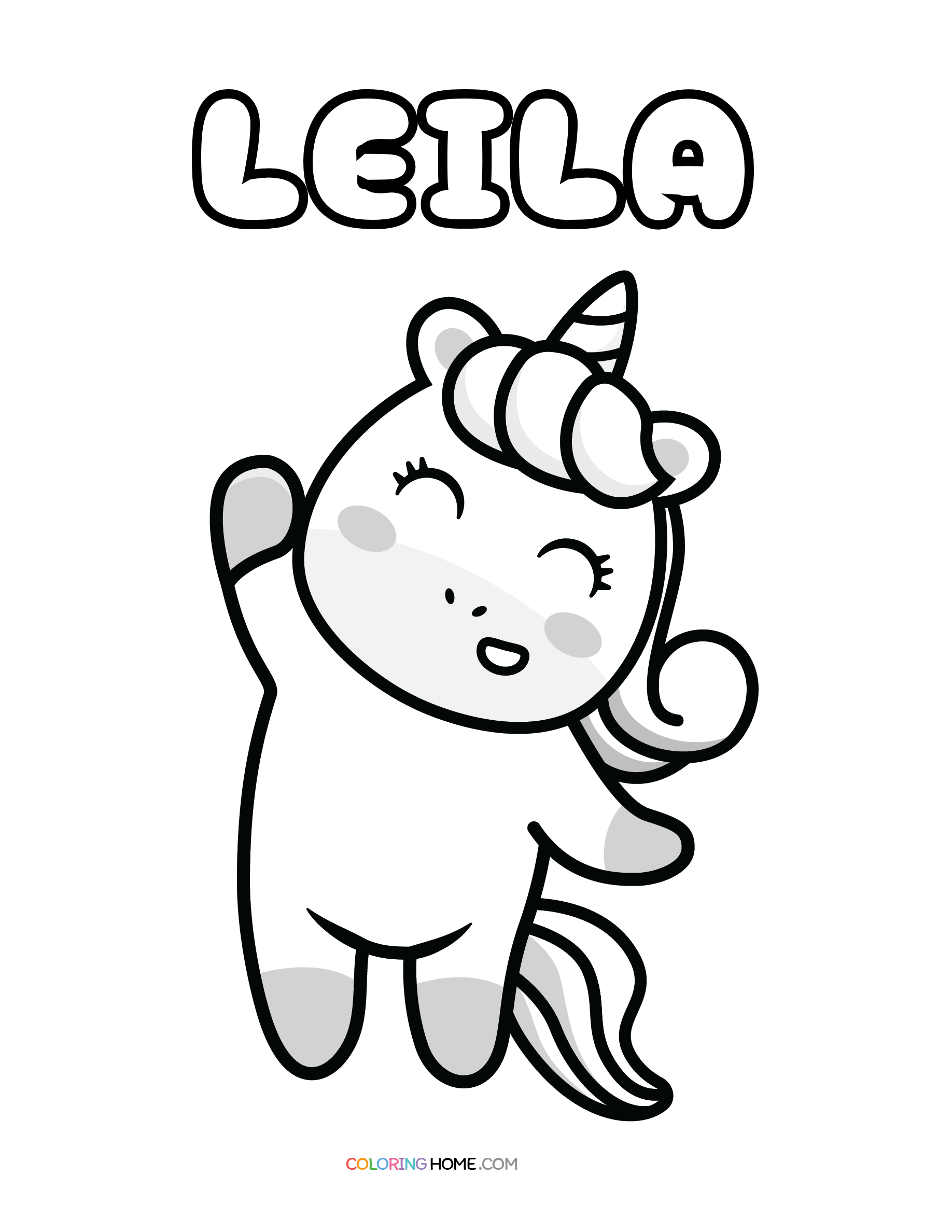 Leila unicorn coloring page