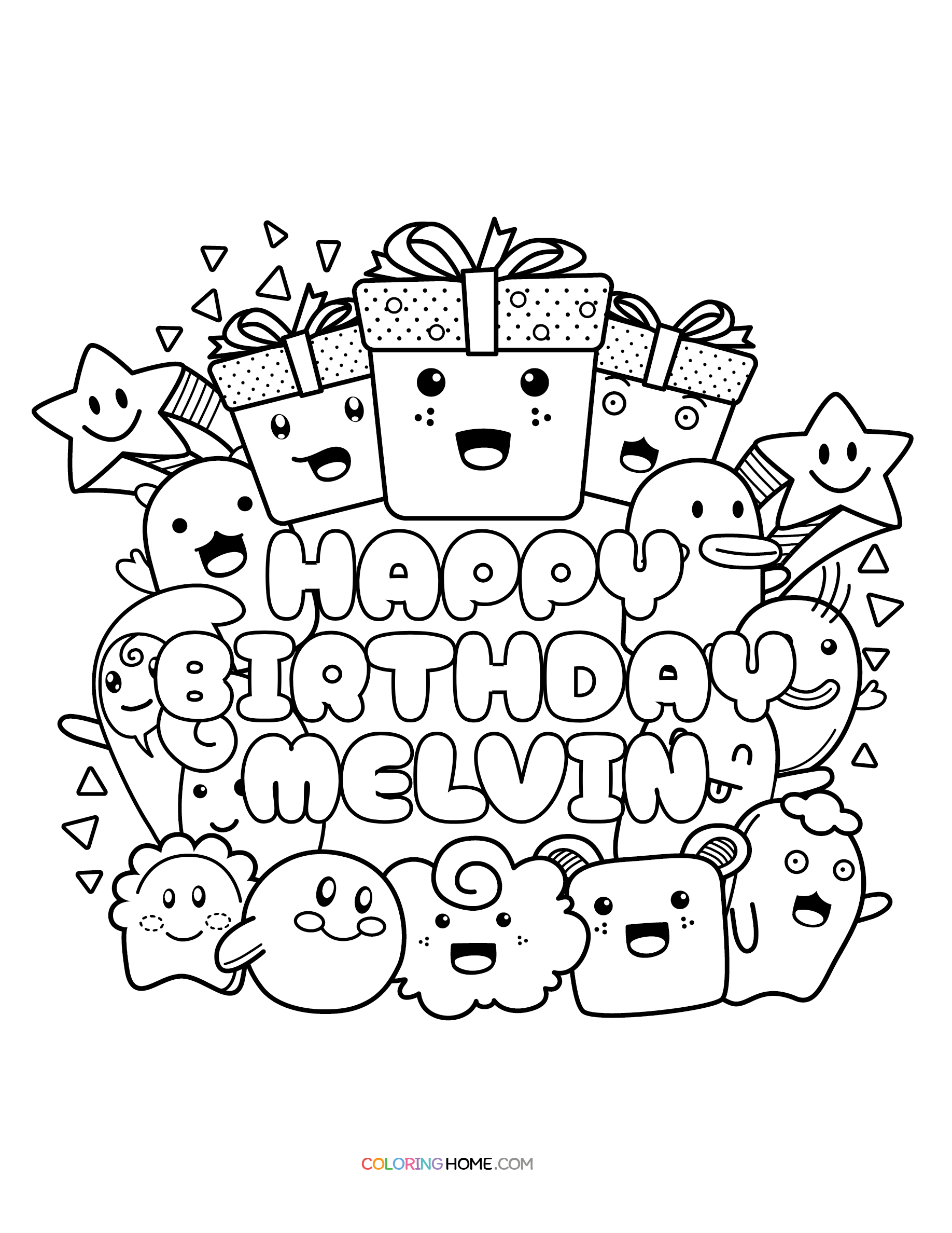 Happy Birthday Melvin coloring page