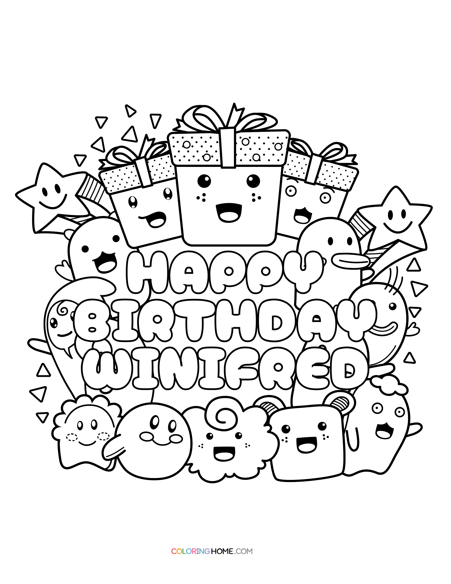 Happy Birthday Winifred coloring page