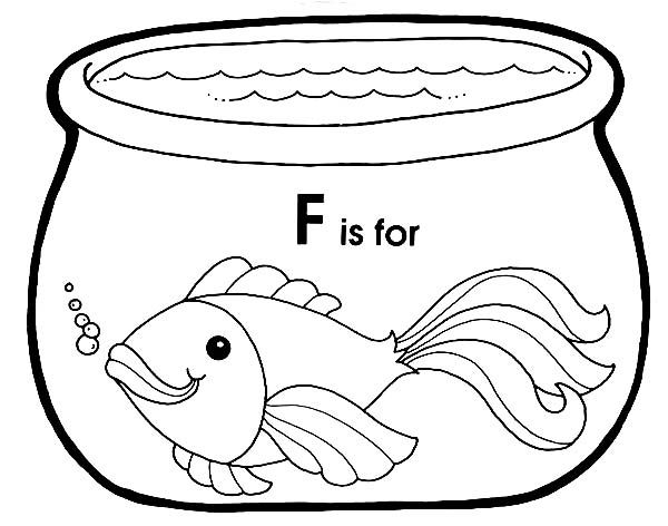 F Is For Fish In Fish Bowl Coloring Page - Download & Print Online Coloring  Pages for Free in 2023 | Fish coloring page, Online coloring pages,  American flag coloring page