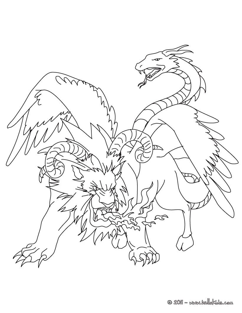 GREEK FABULOUS CREATURES AND MONSTERS coloring pages - CHIMERA the  monstruous fire-b… | Monster coloring pages, Mythical creatures drawings,  Unicorn coloring pages
