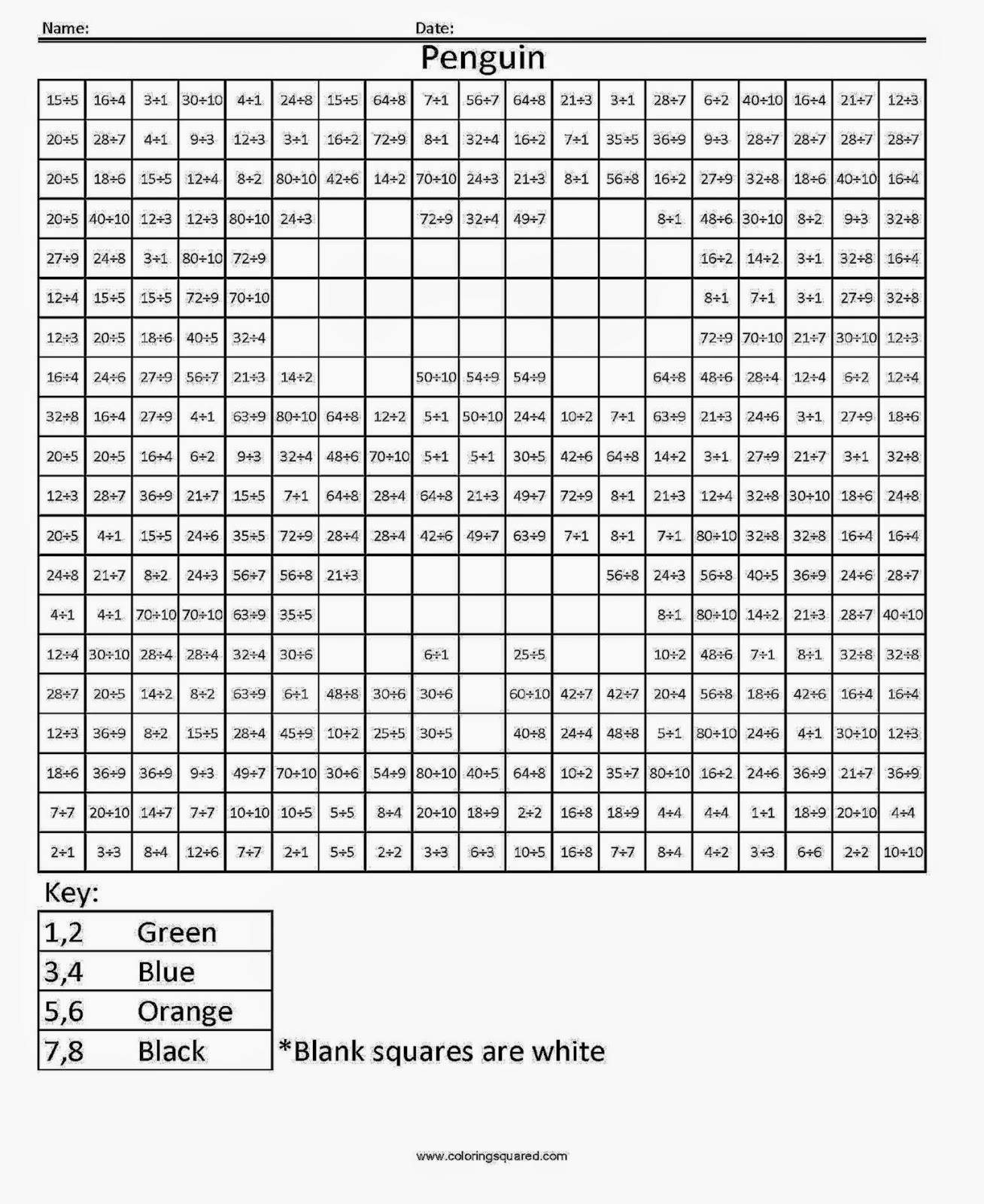 Division Coloring Sheet | Free Coloring Sheet