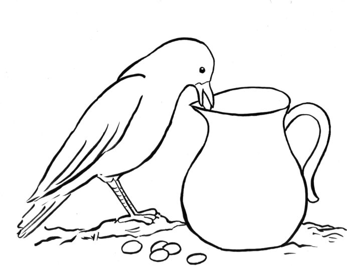 The Crow And Pitcher Drawing Step By Crow Coloring Page coloring pages crow  colouring I trust coloring pages.